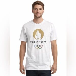 Official Licence Paris 2024 Olympics White Short Sleeve Tee with Gold Graphic